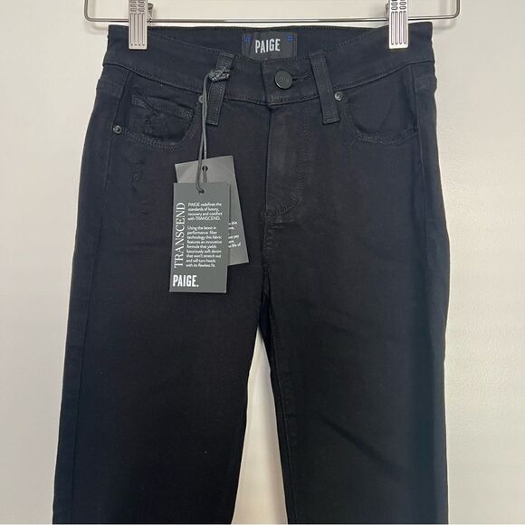 Paige Skinny Jeans Womens Size 23 Black Verdugo Ankle Raw Hem Domino Destructed - Picture 2 of 16